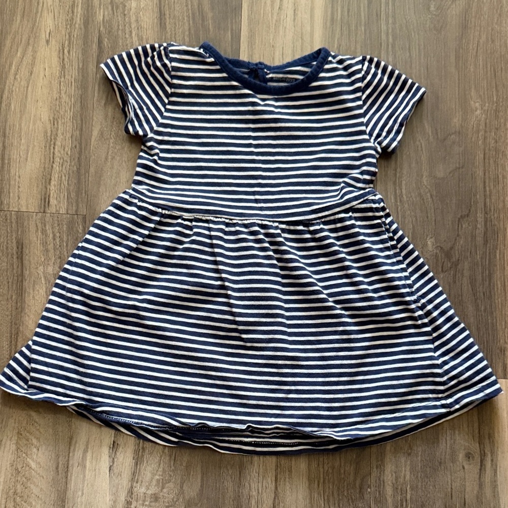 Simple Navy and White Striped Casual Dress